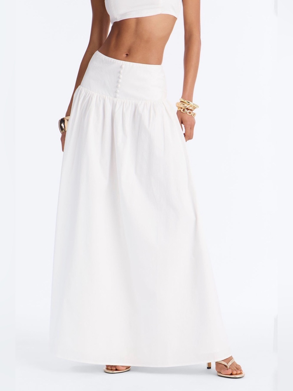 Fashion Nova Brigitte Poplin Drop Waist Maxi Skirt - White